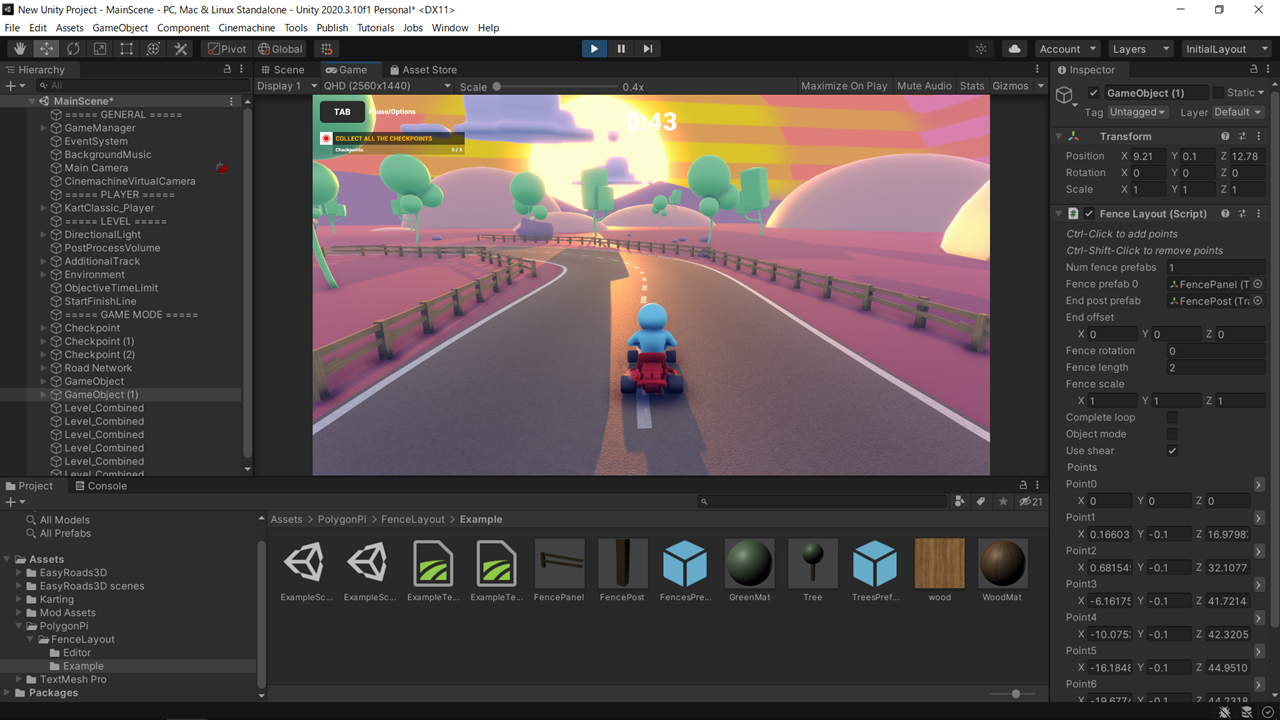 Unity初心者講座 Karting Micro Gameのコースとフェンスの作り方 Free Illustlation くりえいてぃぶ