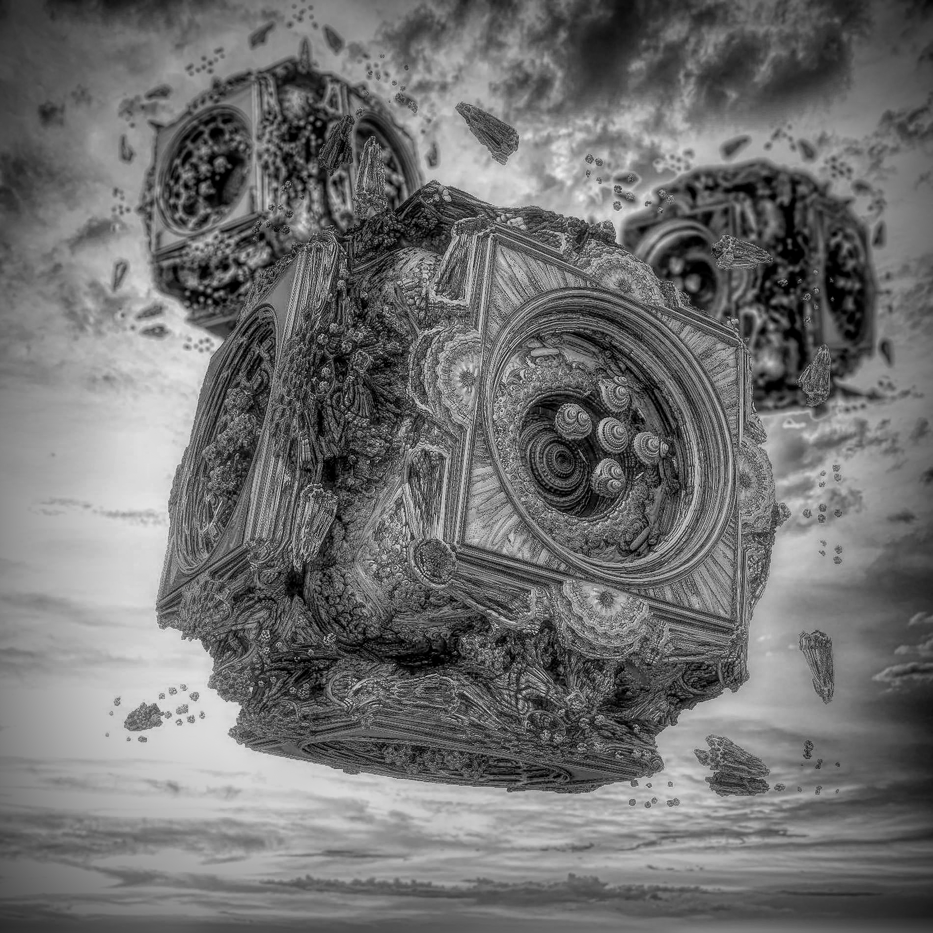 無料壁紙 背景画像 癒しの神秘的な空と静かな機械 3dcg Free Illustlation くりえいてぃぶ