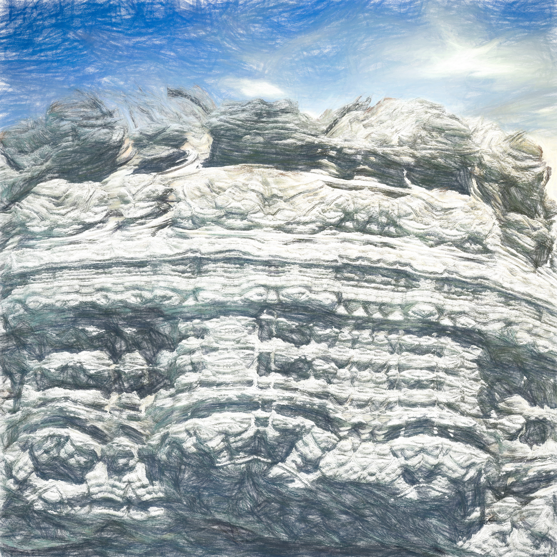 絶壁で冷たい岩肌＆冒険アドベンチャー風の山：パステル