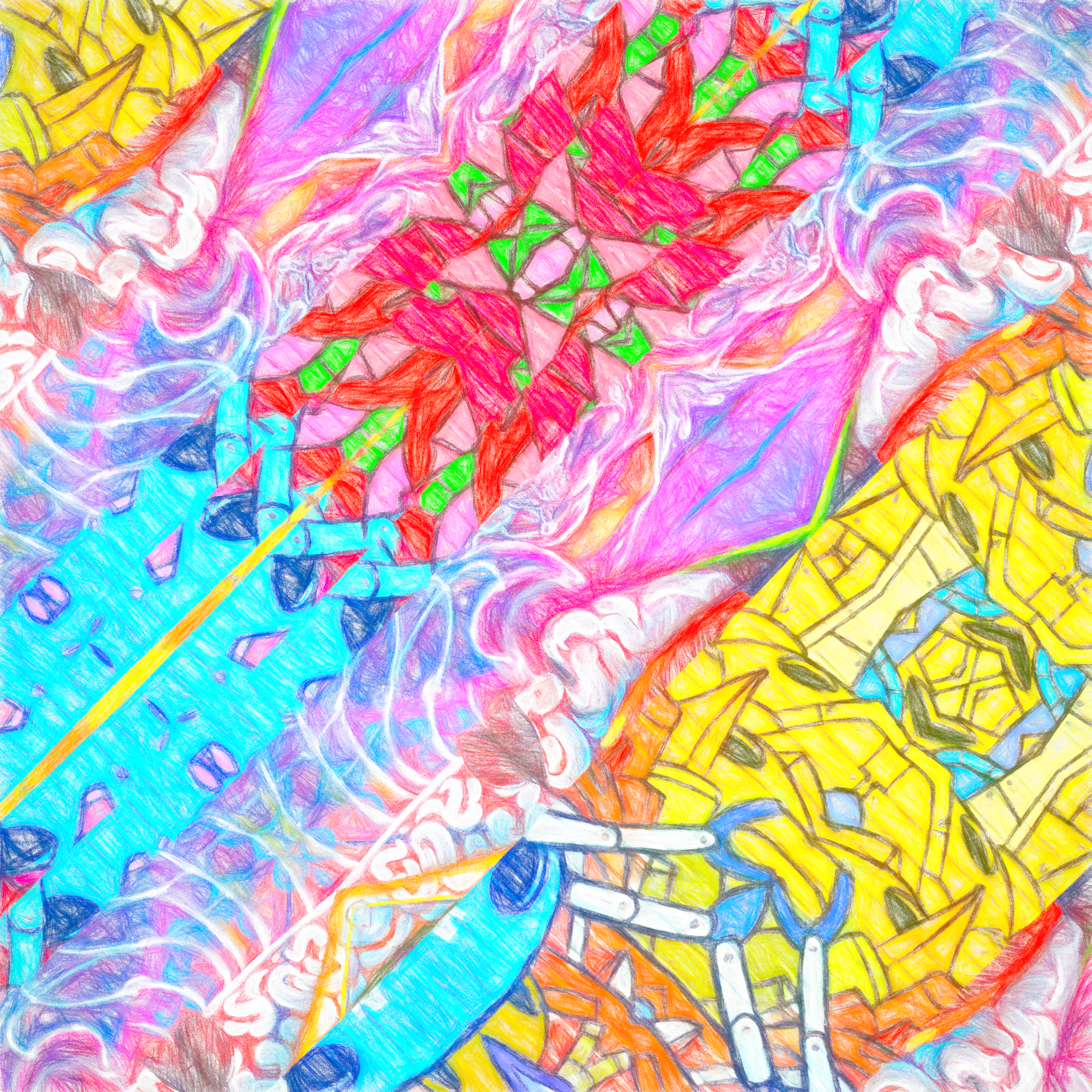 【無料背景画像】カートゥーンポップ＆カラフルコミックス壁紙：色鉛筆