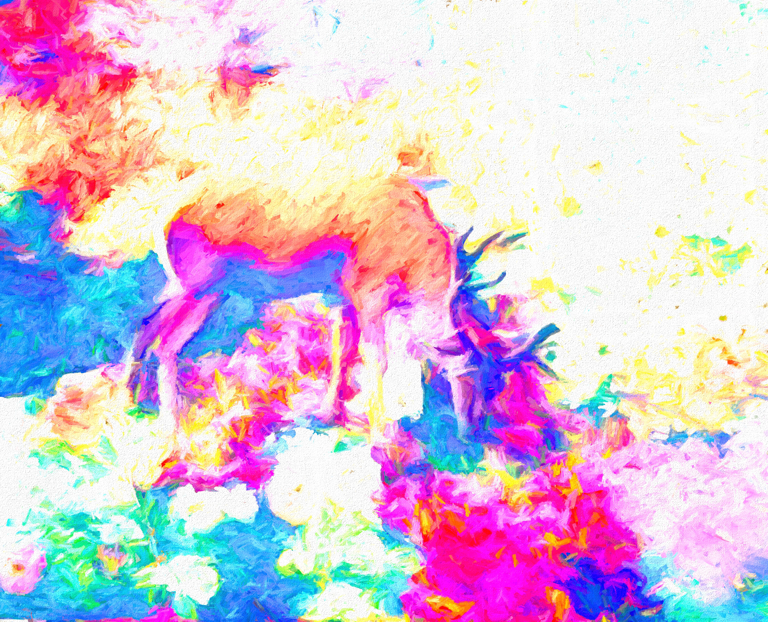 無料壁紙 背景画像 お花畑と鹿のカラフルでリアルな風景 Free Illustlation くりえいてぃぶ
