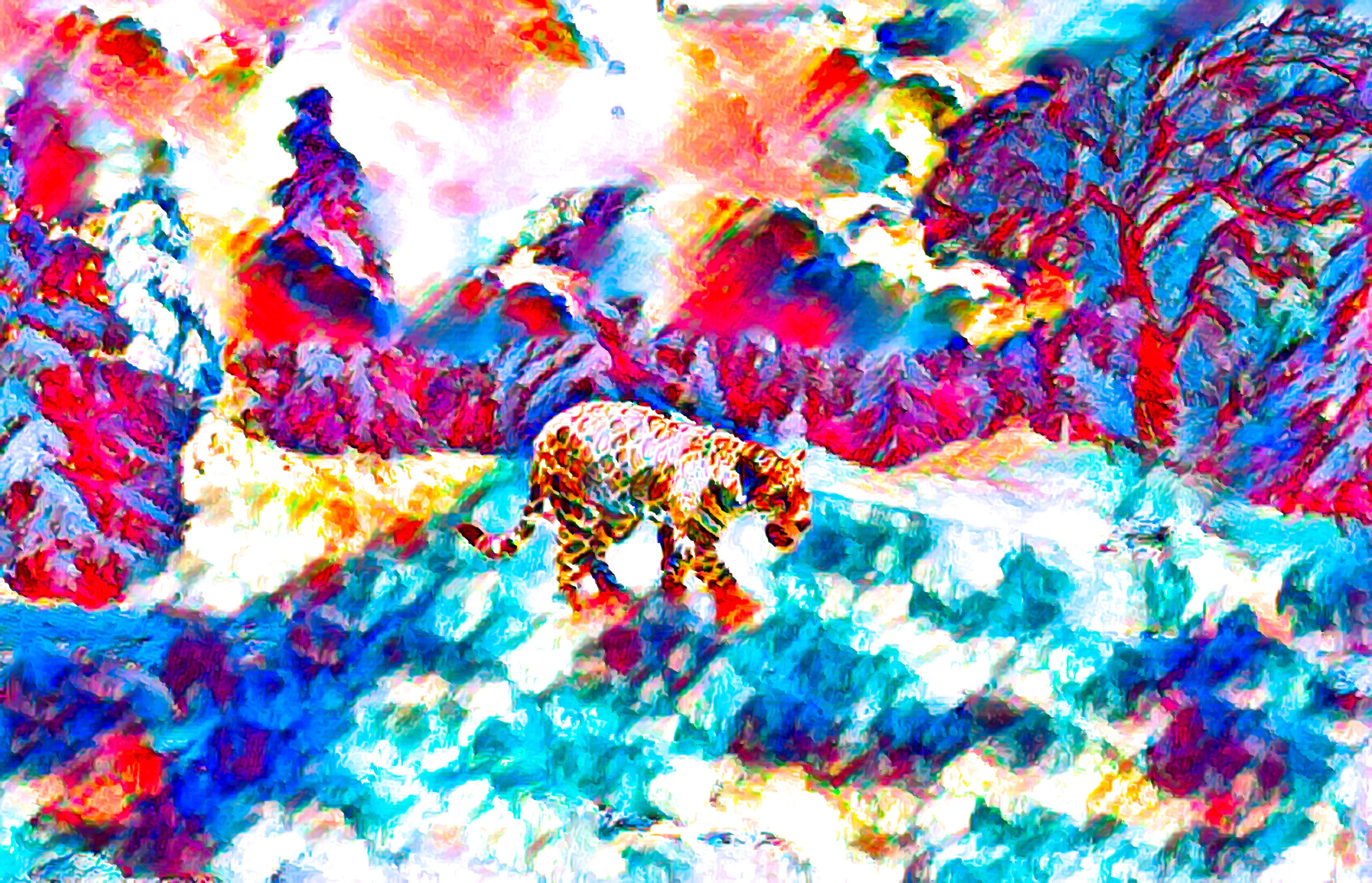 無料壁紙 背景画像 夜明けの雪山と豹のかっこいい印象 Free Illustlation くりえいてぃぶ