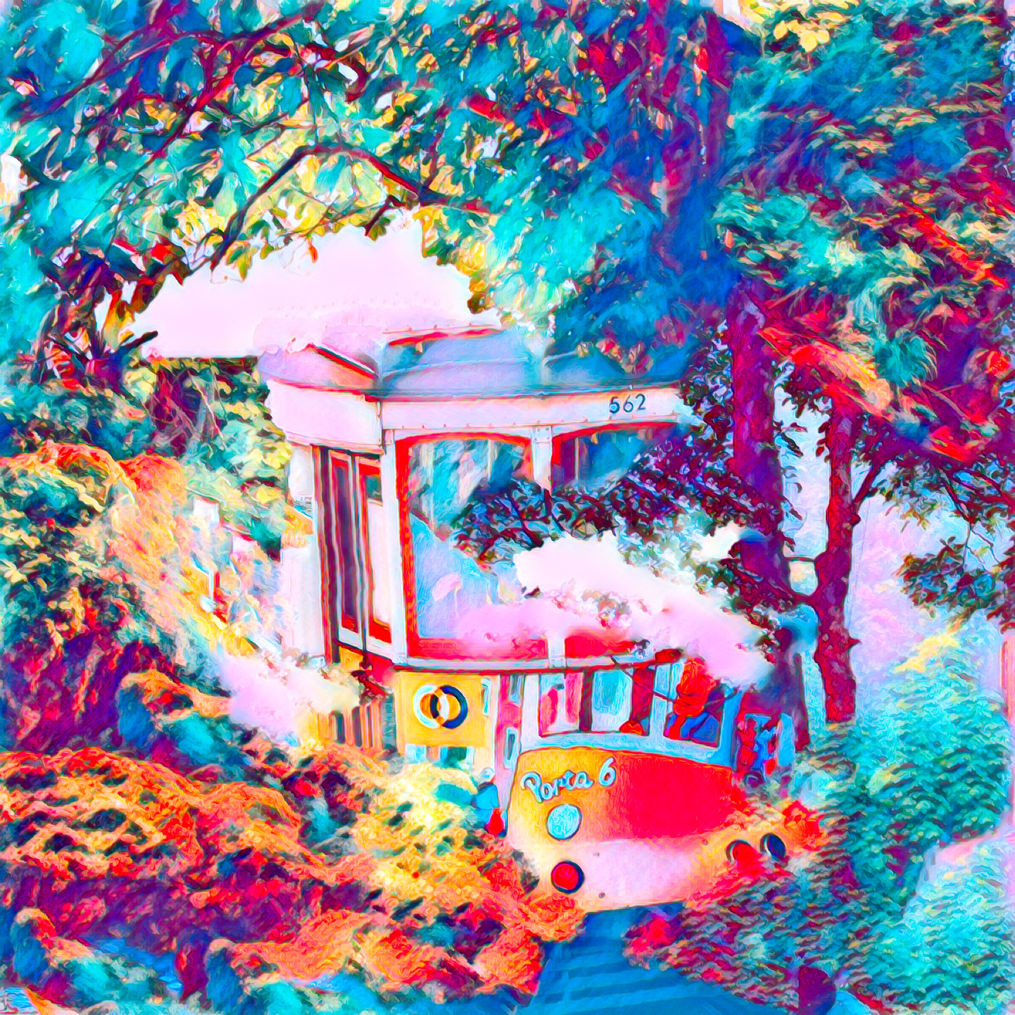 ポップでおしゃれなジャングルの列車:シャープ