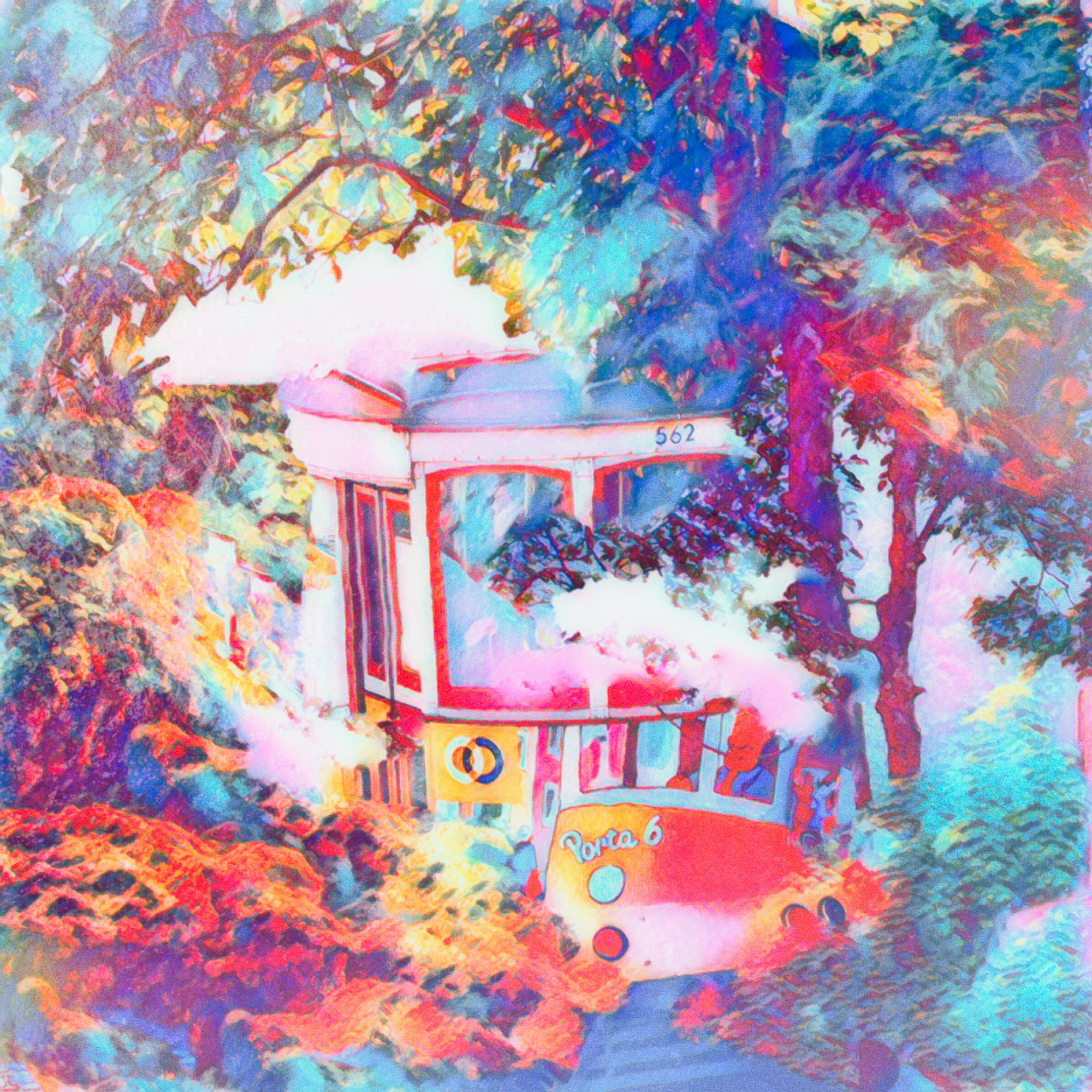 ・ポップでおしゃれなジャングルの列車：幻想
