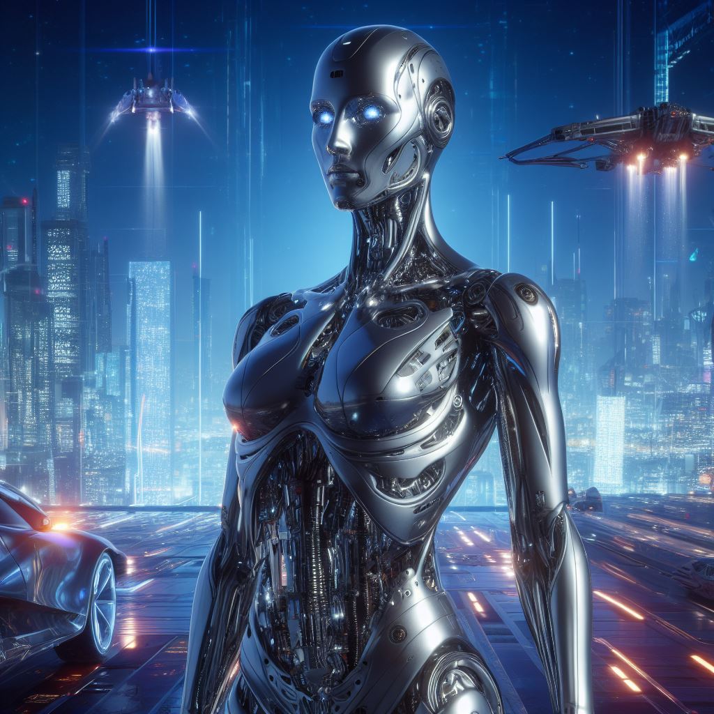 SF近未来の人型ロボット＆ハイテク機械アンドロイドのフリーイラスト