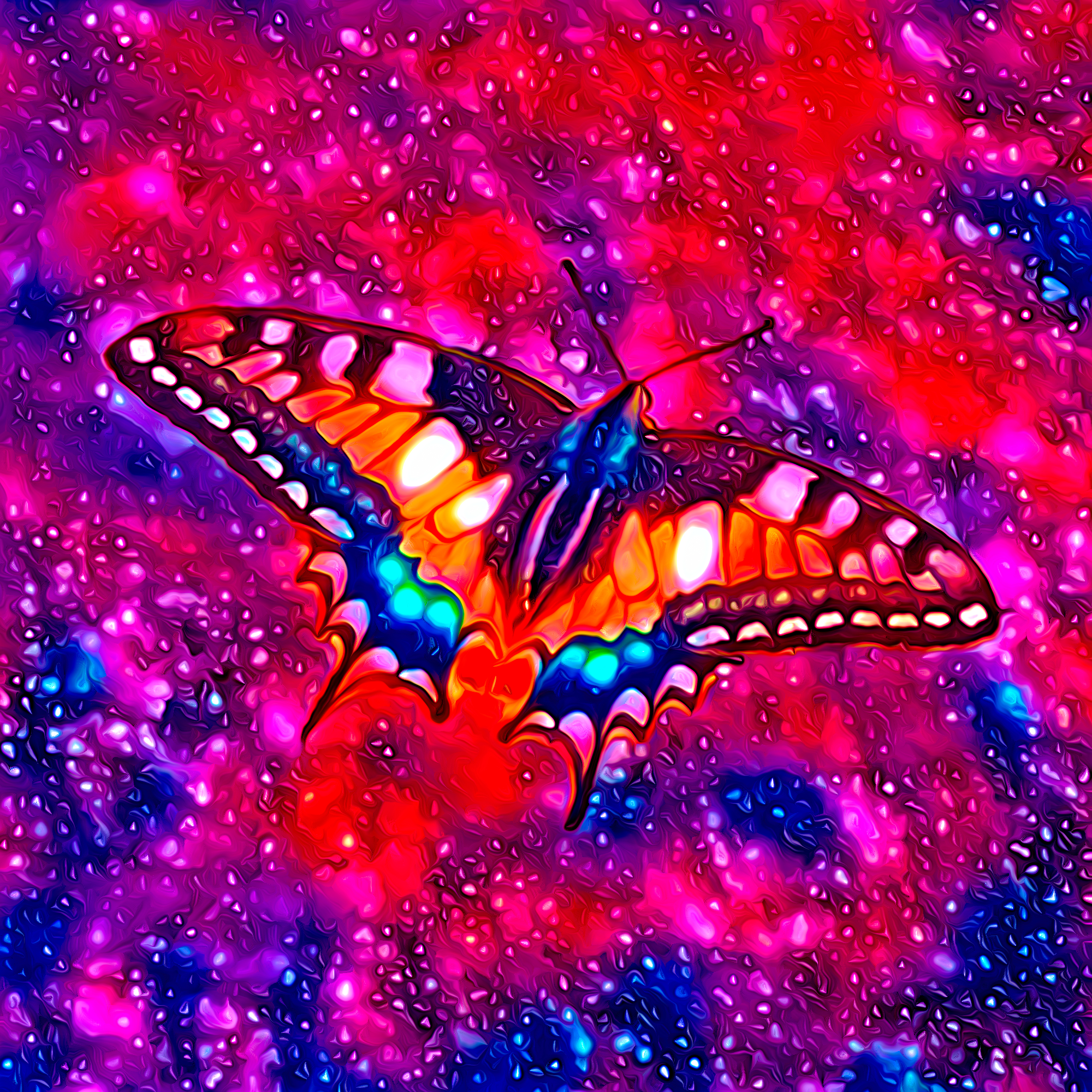 スペース蝶々とキラキラと輝く宇宙：サインペン