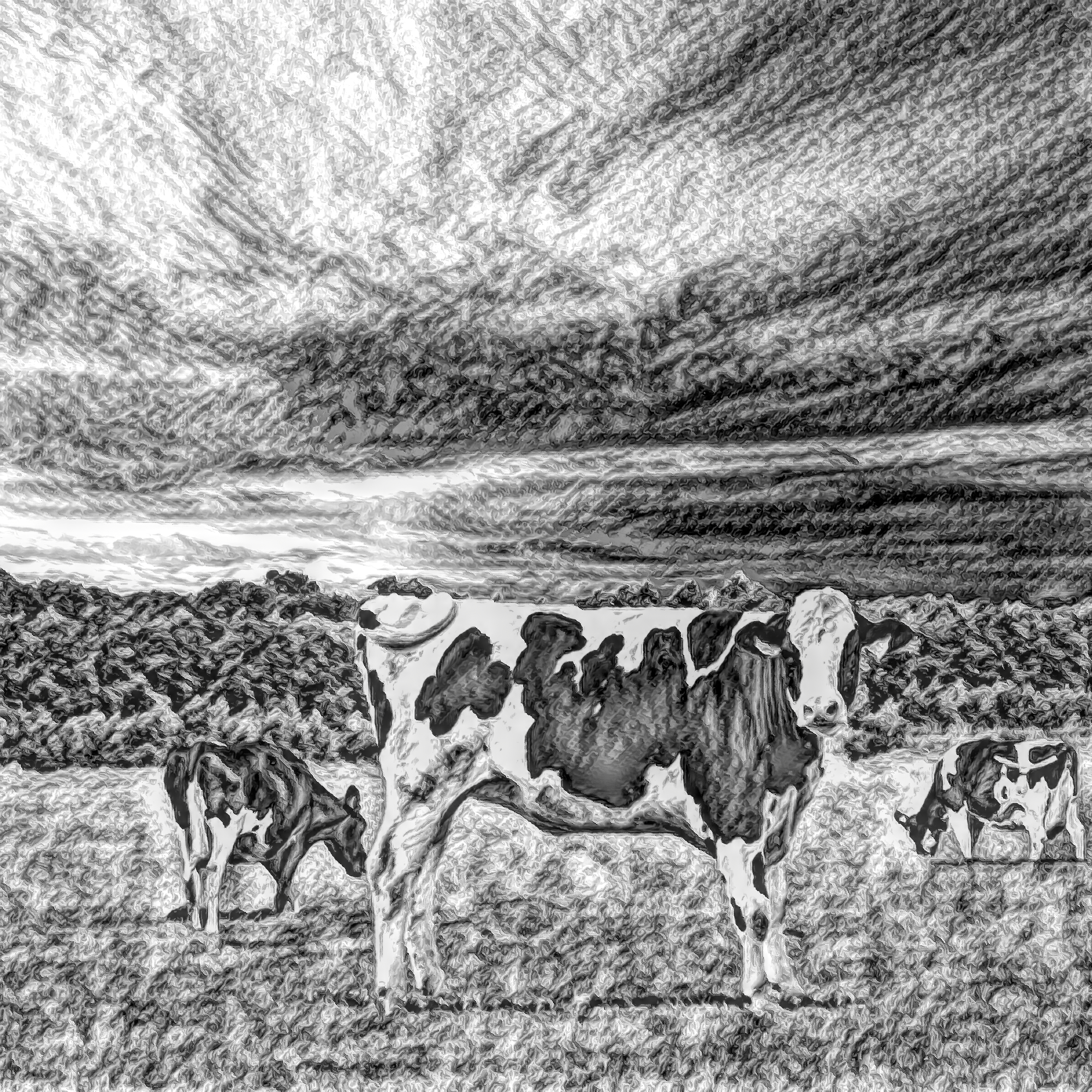 無料壁紙 背景画像素材 牧場の牛とカラフルできれいな夕日のイラスト Free Illustlation くりえいてぃぶ