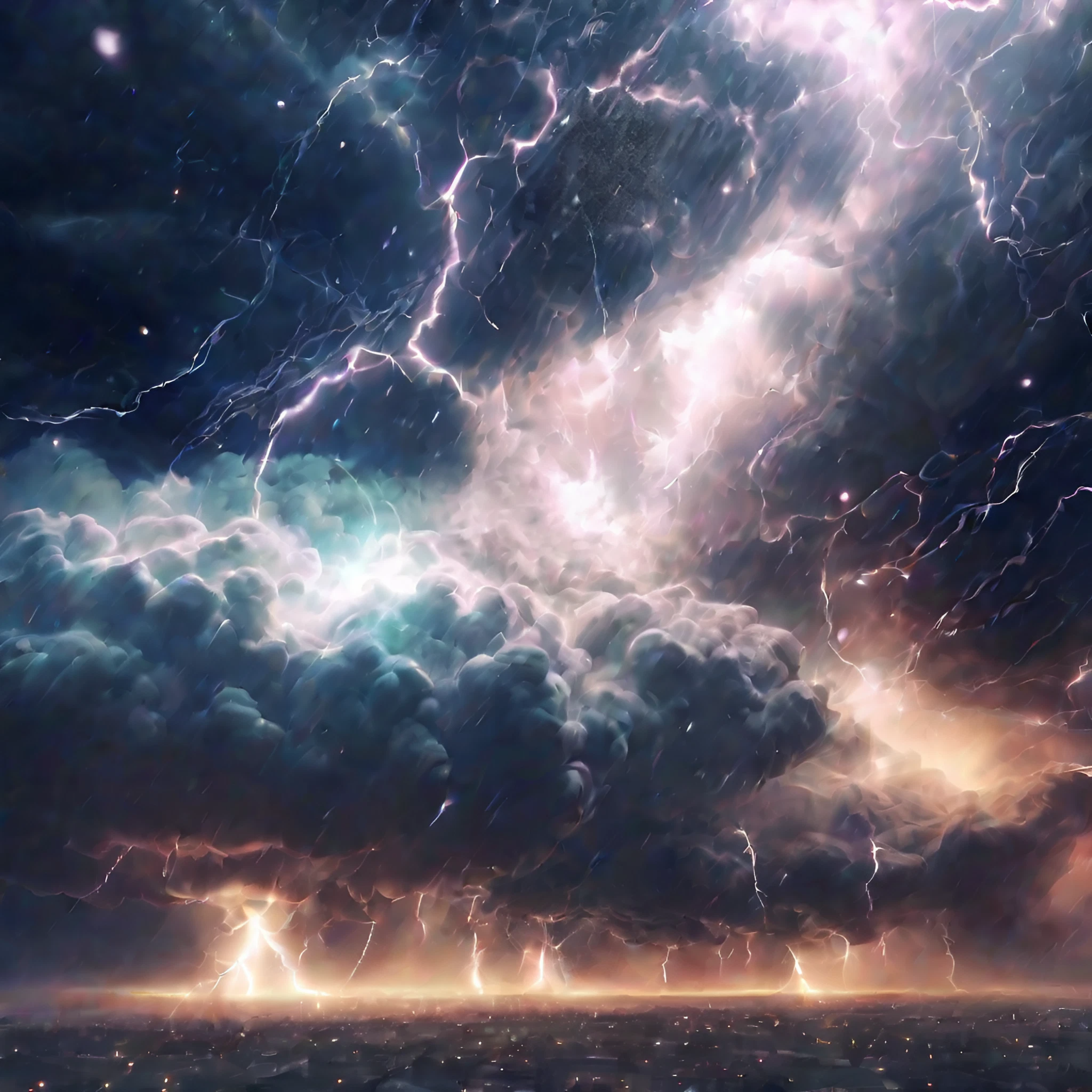かっこいい雷と嵐の美しい明かりと夜空の無料リアル写真風画像素材