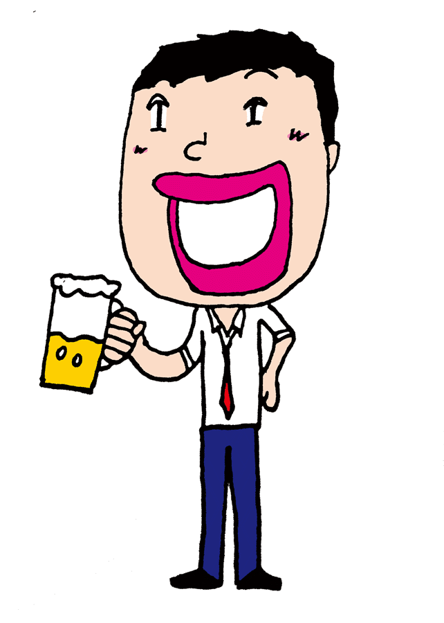 ・ビールの一気飲み＆男性ビジネスマンとお酒：ゆっくりGIFアニメ