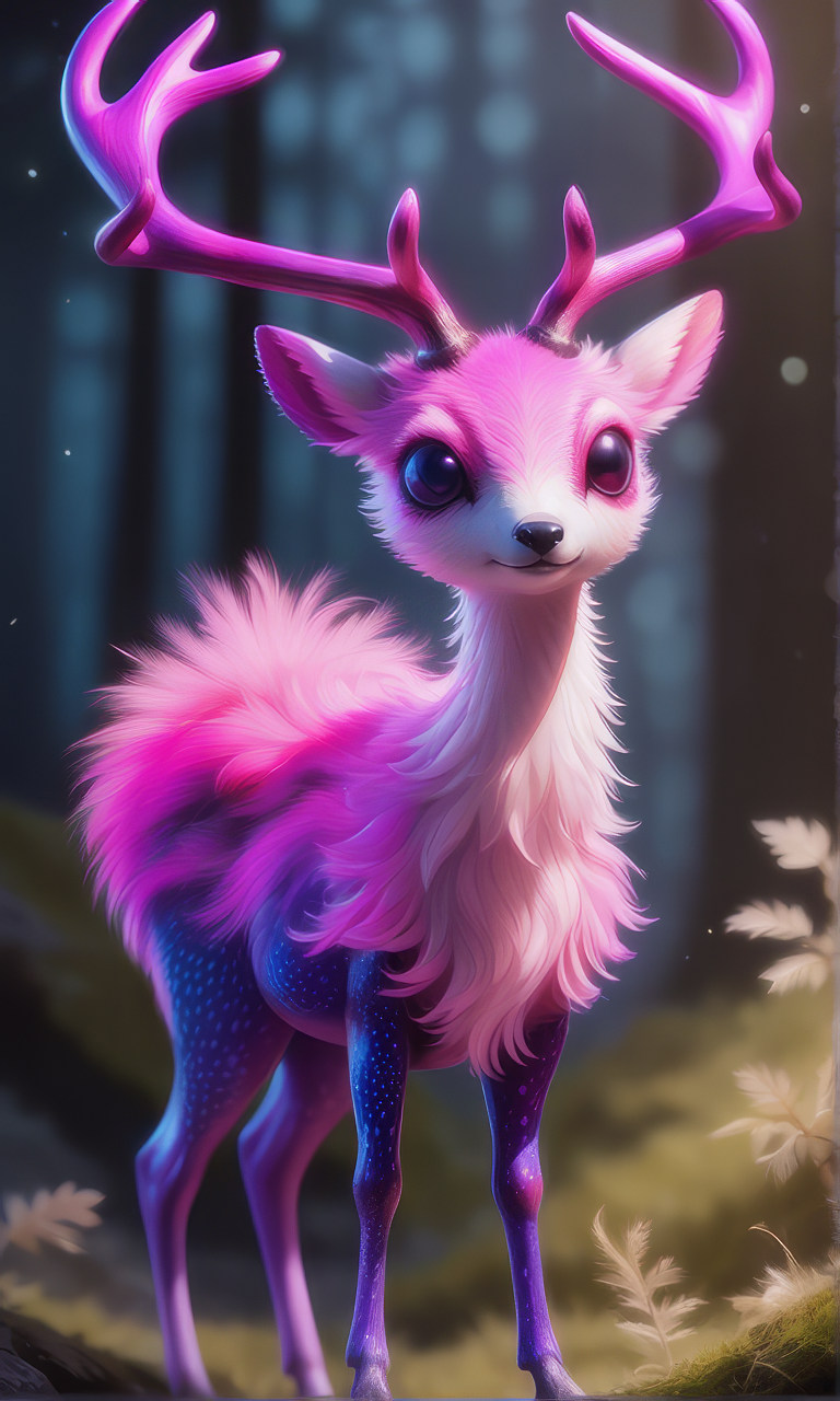ピンクのかわいい小鹿＆神聖で美しい神話の動物