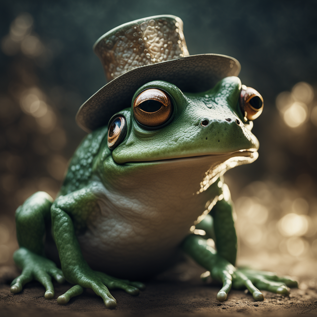 かっこいい帽子を被るカエル＆シルクハットが似合うお洒落な動物のリアル写真風イラスト