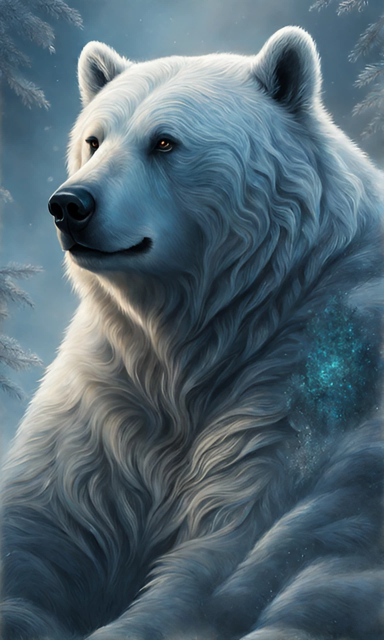 つぶらな瞳とかわいくかっこいい白熊と美しい夜の雰囲気の無料画像素材