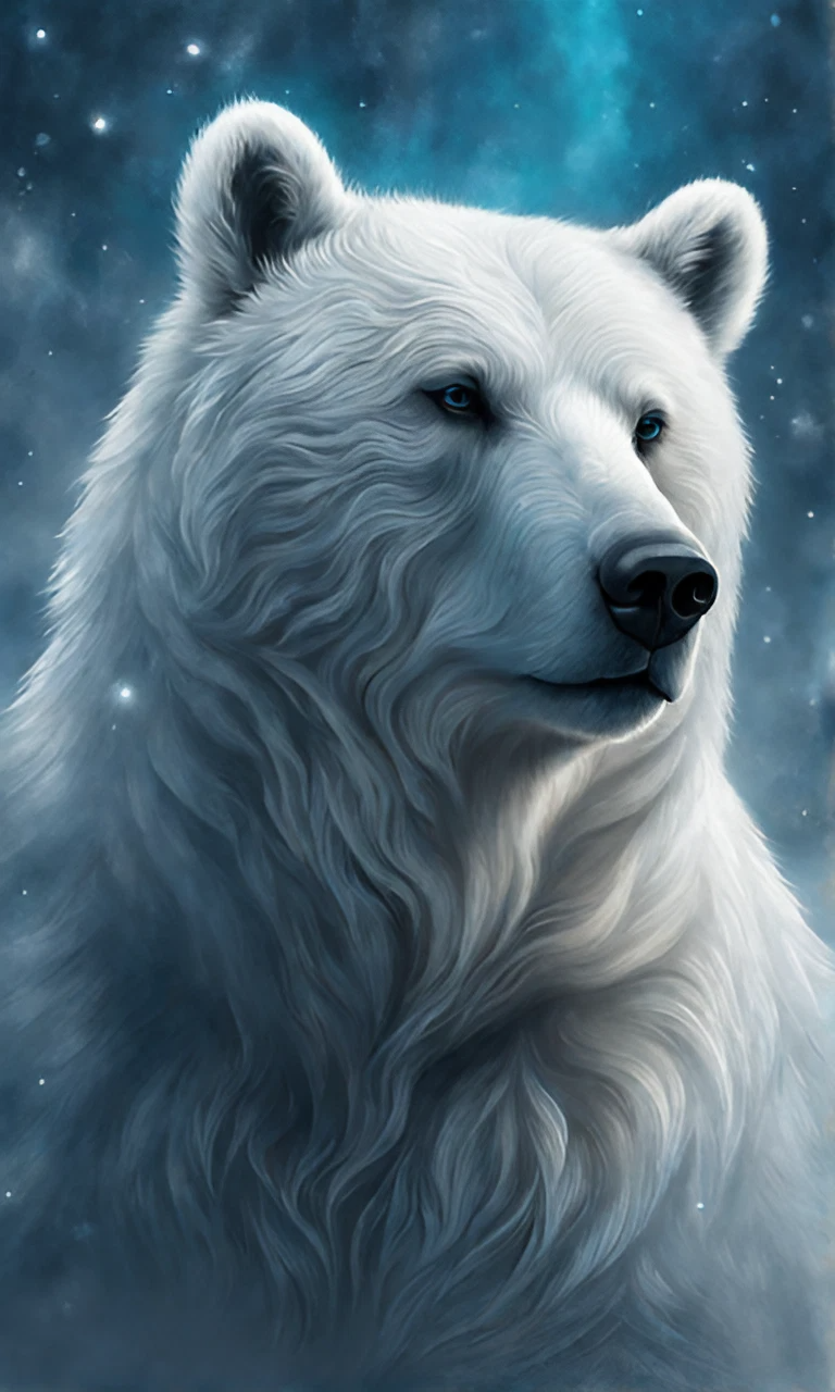 綺麗な夜空とかっこいい白熊＆美しい北極の動物の無料リアルイラスト