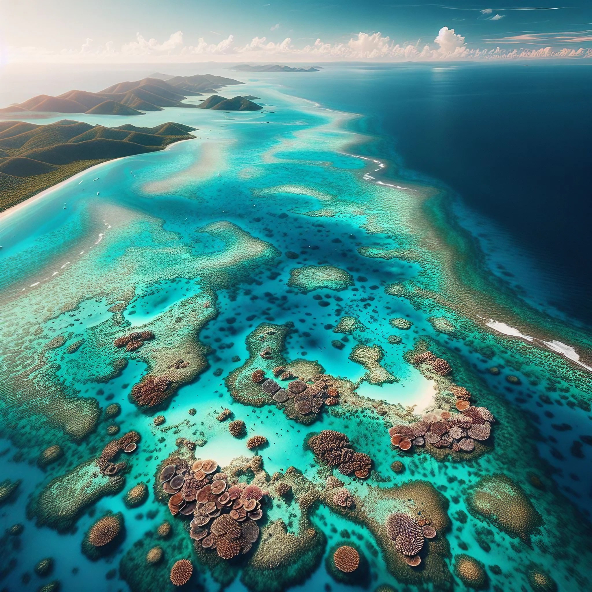 オーストラリアの美しい海と海岸と青空の光景のリアル無料画像素材