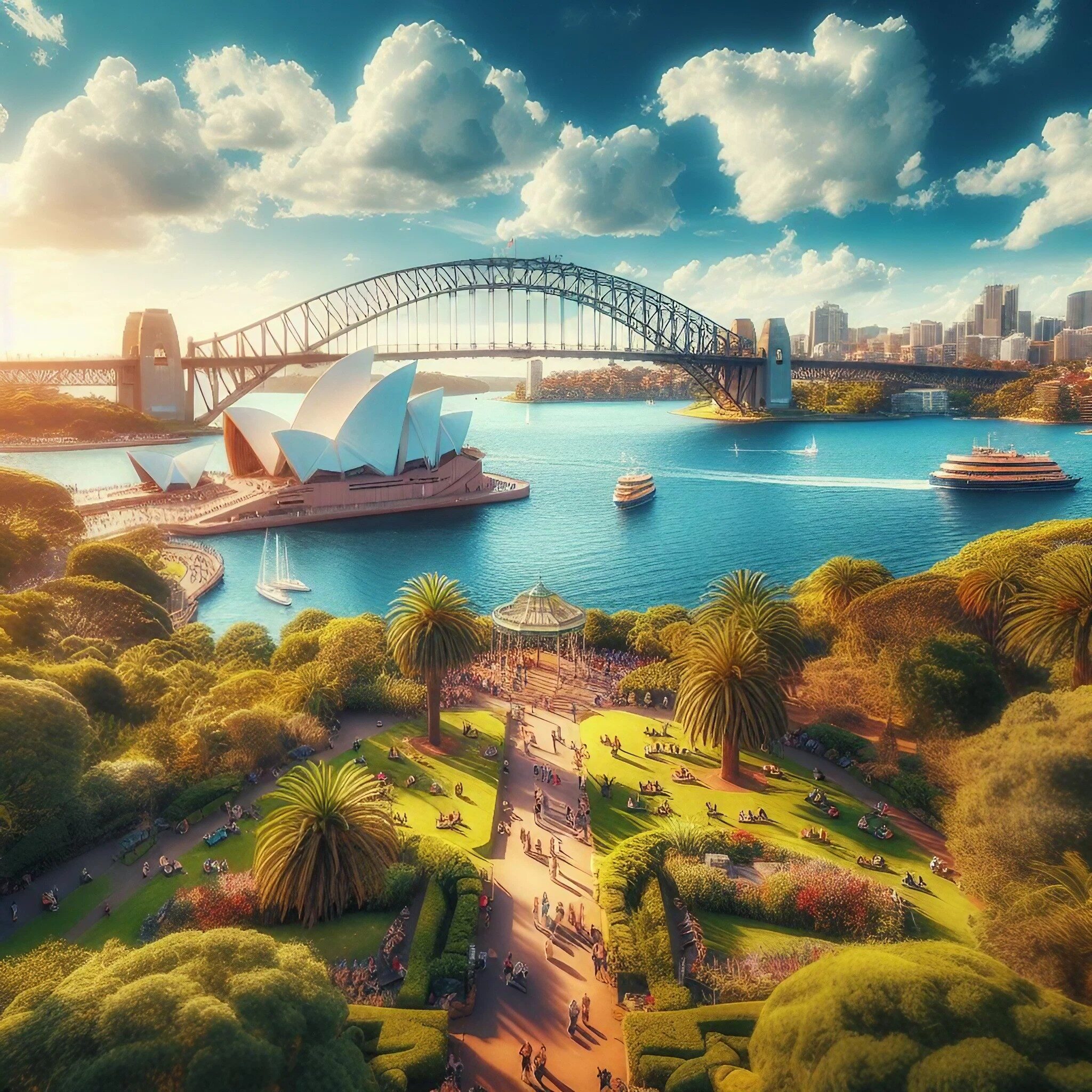 オーストラリア＆シドニーの大自然の美しい川と空の幻想的な光景の無料リアル画像