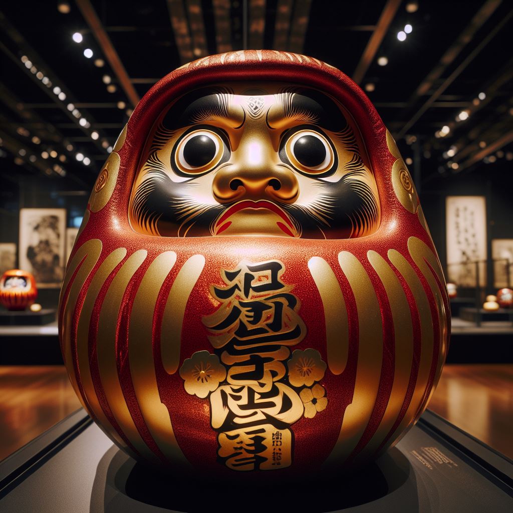 美術館のかっこいいダルマと日本の伝統の無料画像素材