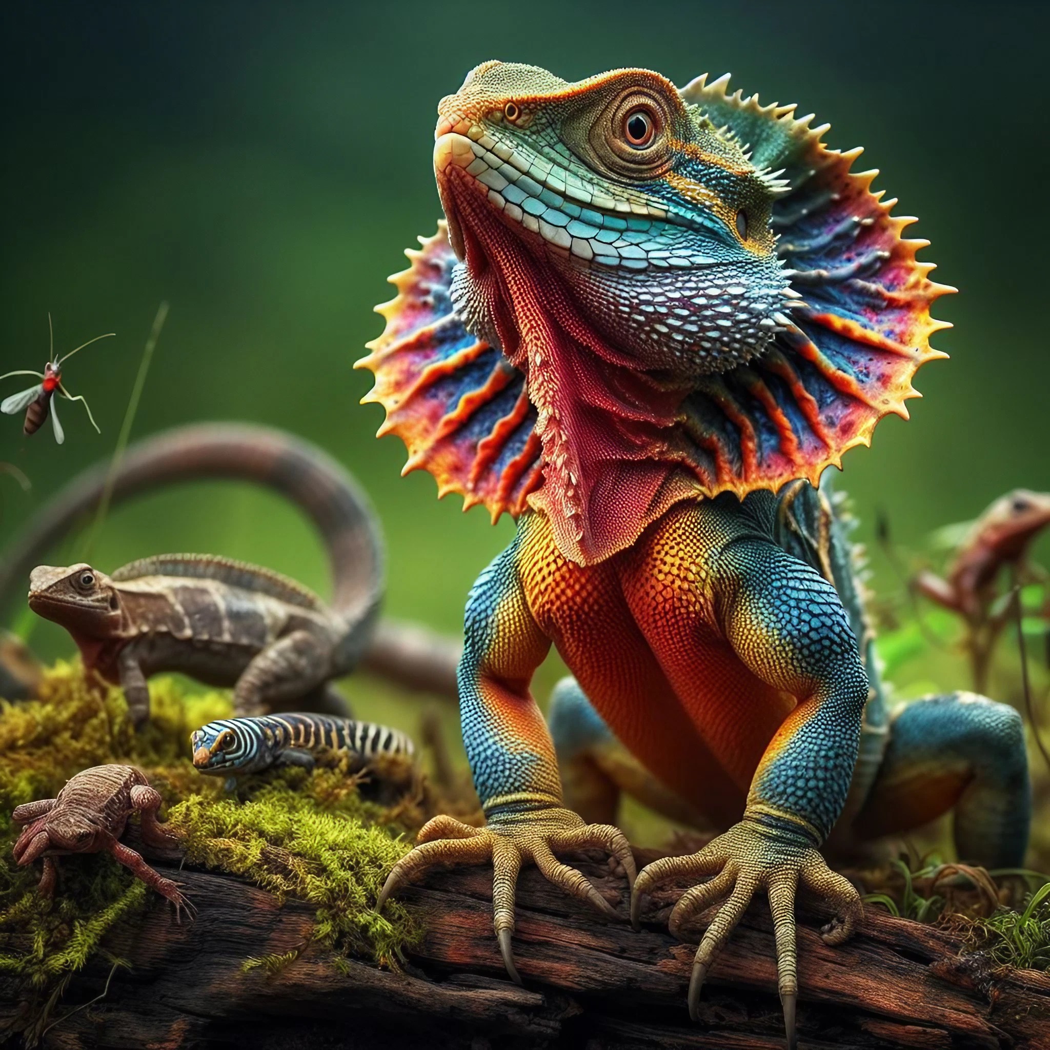 虹色のエリマキトカゲとかわいい＆かっこいい爬虫類の無料壁紙素材