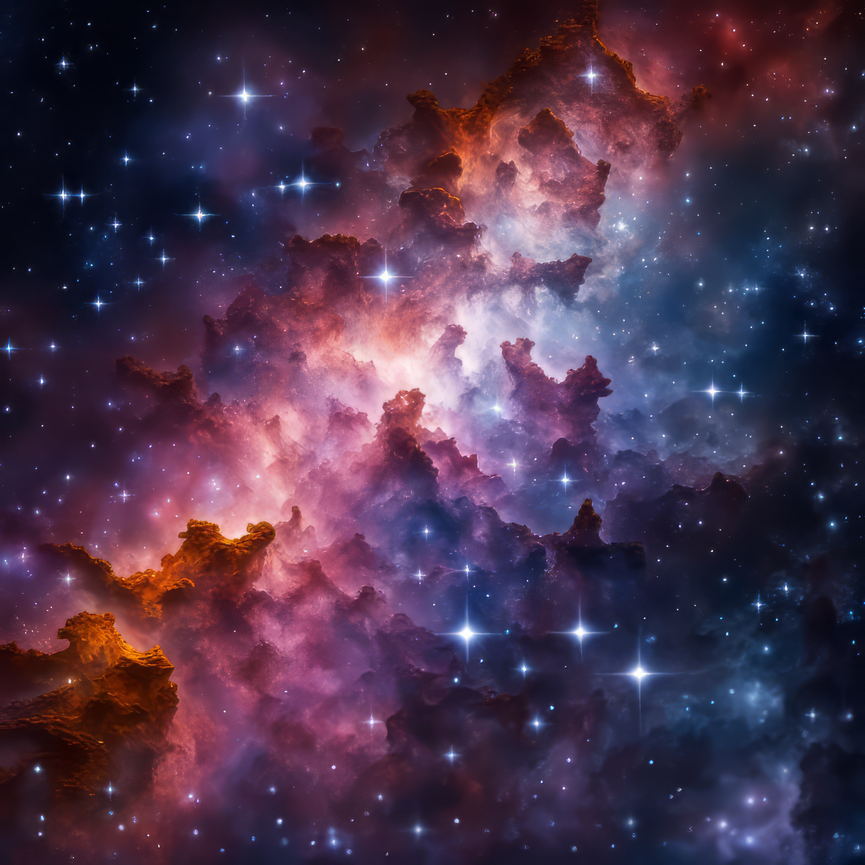 かっこいい銀河の星々の美しいカラフルな癒しの景色の写真風の無料背景画像素材
