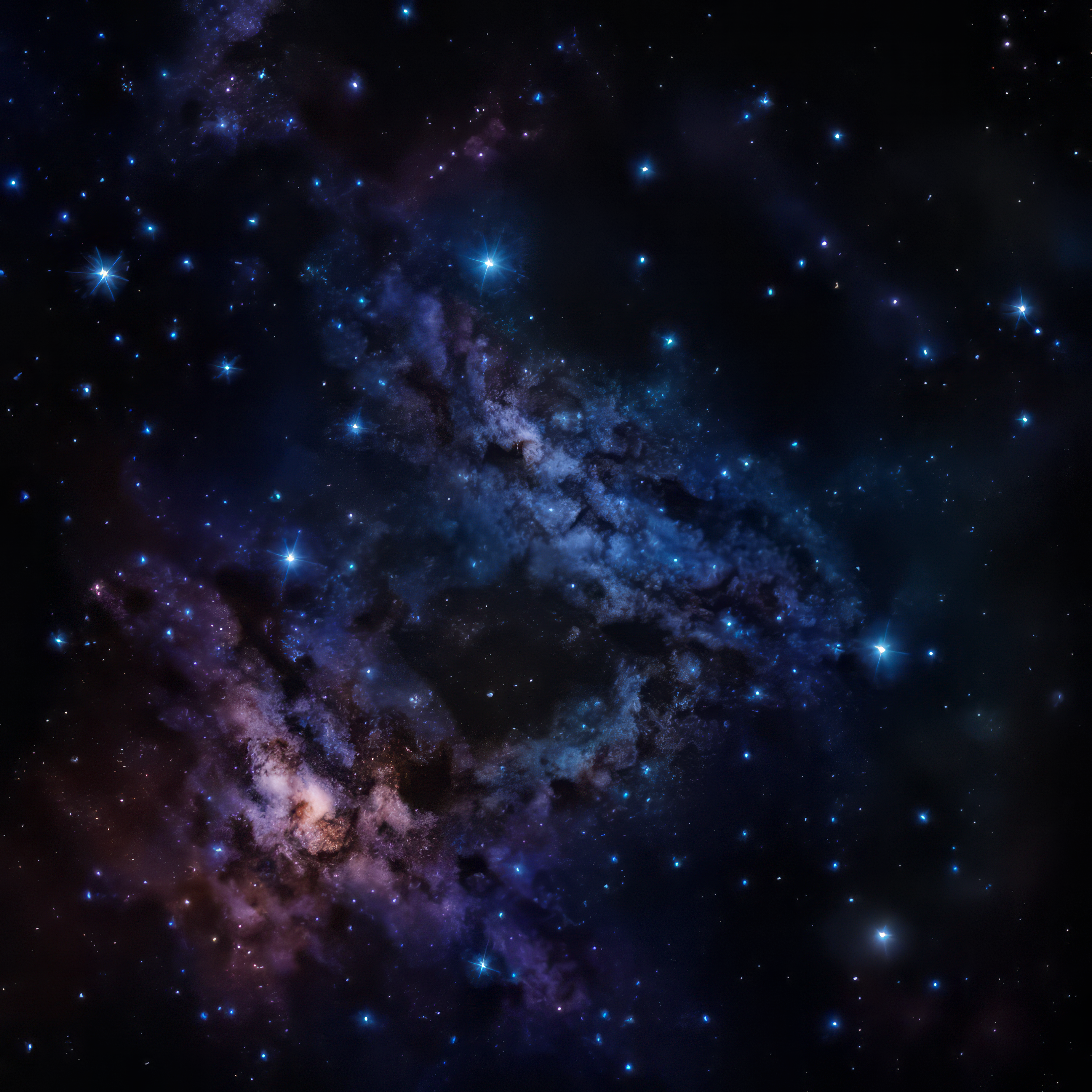 美しい銀河の星々と青く光る宇宙の幻想的なネブラの癒される綺麗な風景