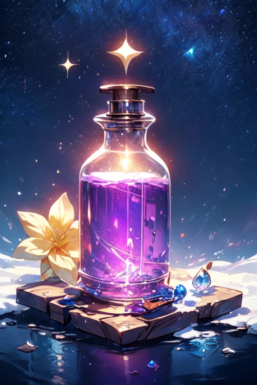 綺麗でかっこいい紫色の魔法ビン＆ファンタジーでアニメの幻想的なフリーイラスト素材