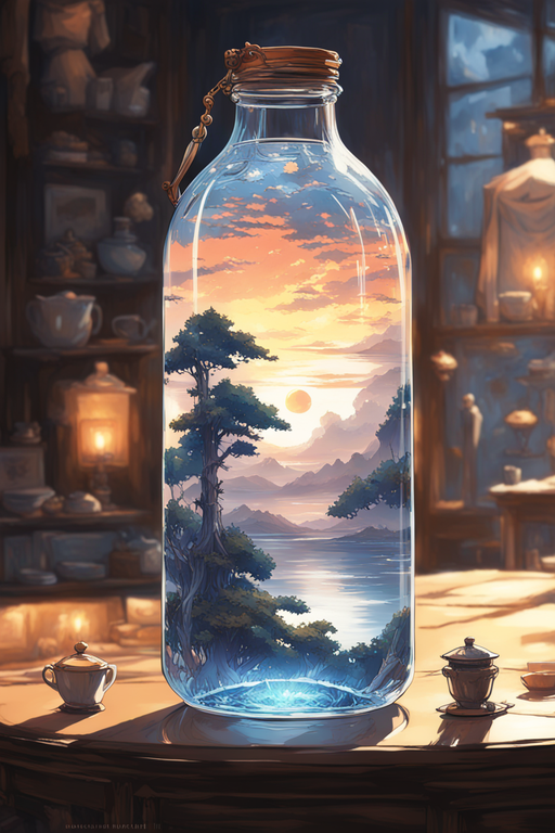美しい魔法のボトルの中の景色＆ビンの中の幻想的な自然の風景の無料スマホ壁紙素材
