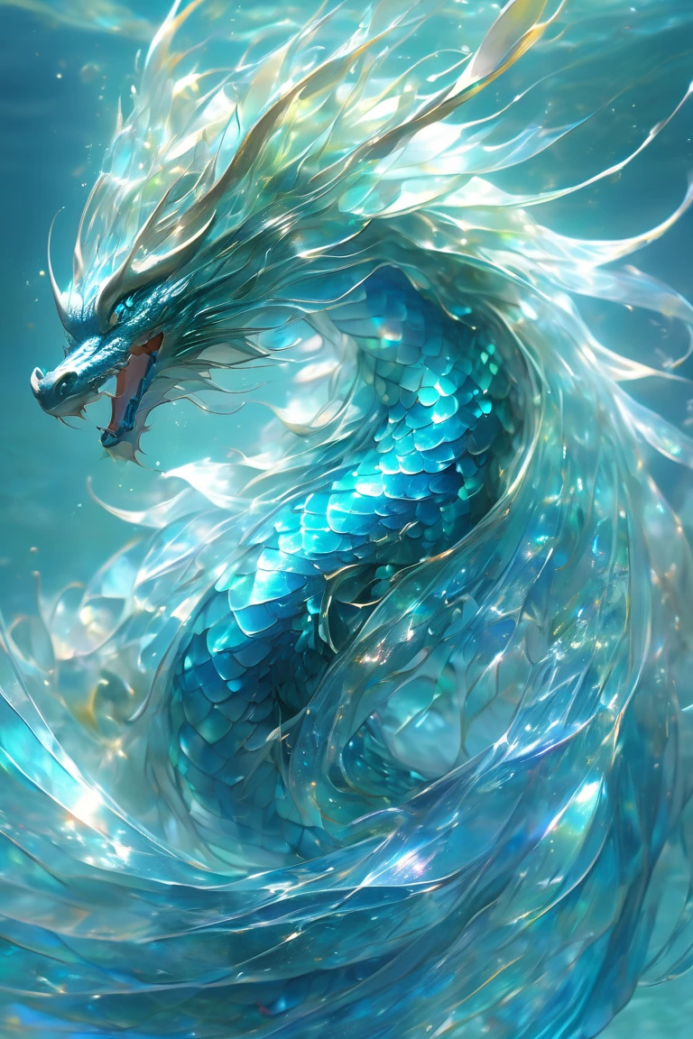 無料イラスト＆背景画像素材！かっこいい水晶龍＆海中の輝く美しいクリスタルドラゴンのスマホ壁紙