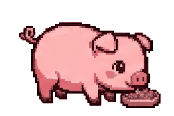 かわいいブタのエサを食べるピクセル画像のアニメーションGIF