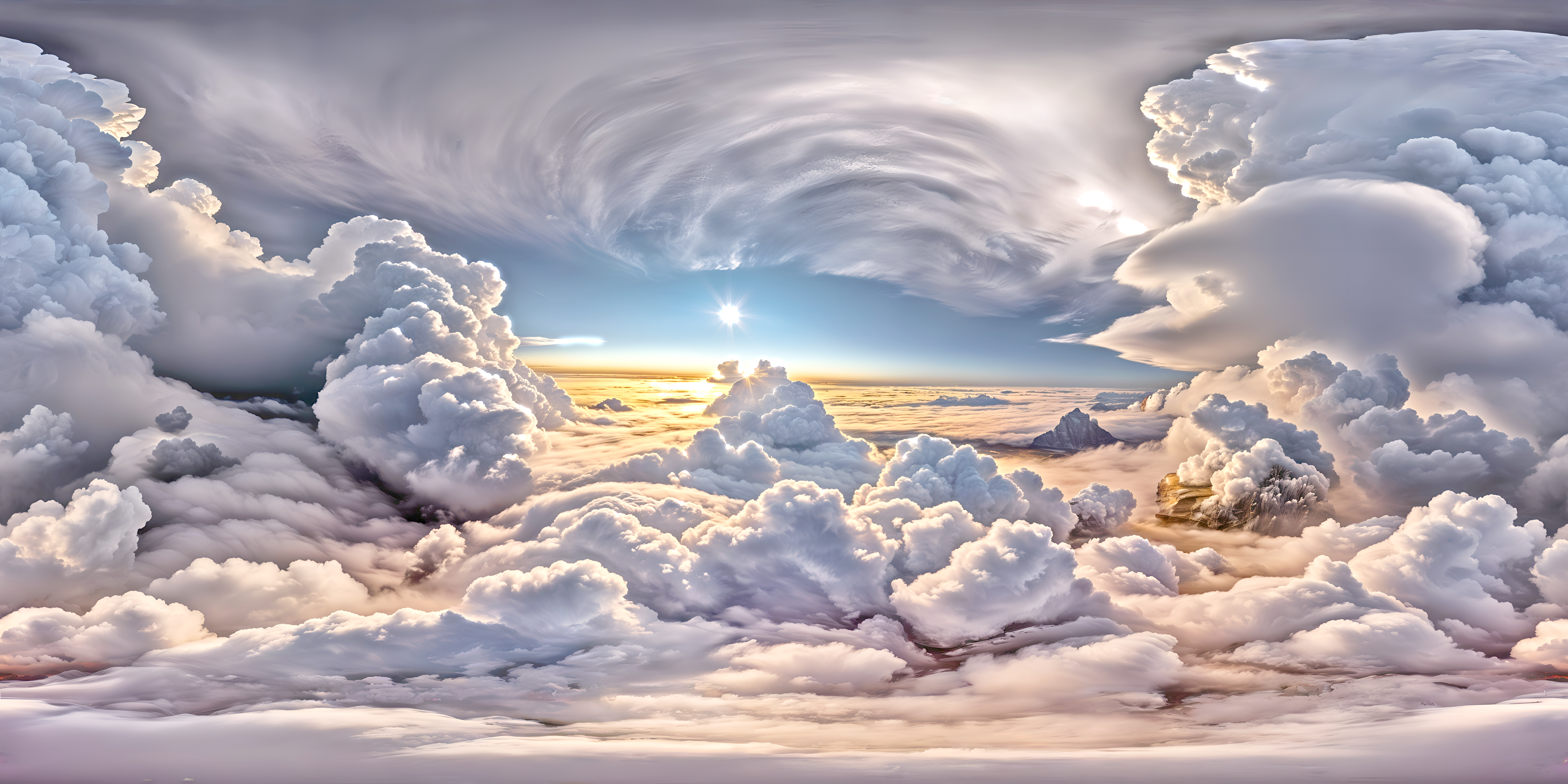 360度大空と大きな雲の美しいSKYBOX ＆ HDRIパノラマ画像